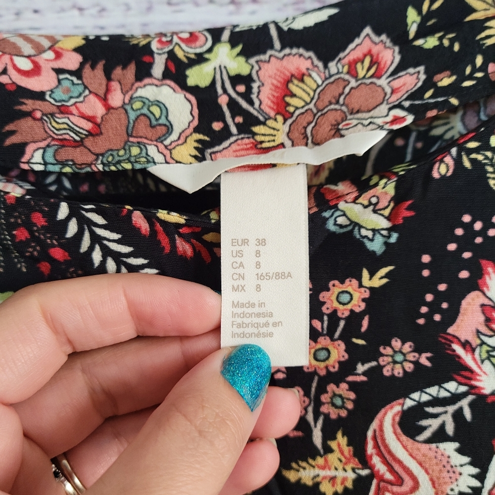 H&M S8 Flutter Sleve Floral/Paisley Blouse - Picture 2 of 4